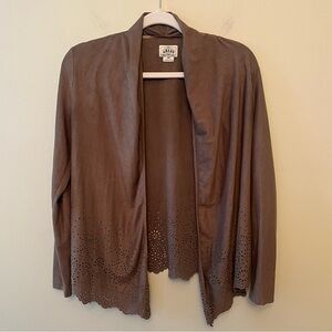 Ariat Brown Faux Suede Open Front Cardigan Boho Western Women's Size Small